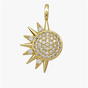 Copper Sun Pendant Pave zirconia Gold Plated, approx 16-20mm [FD18528]