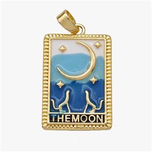 Copper Tarot Card Pendant Enamel Moon Gold Plated, approx 15-22mm [FD18532]