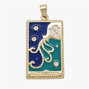 Copper Tarot Card Enamel Aquarius Gold Plated, approx 15-24mm [FD18534]