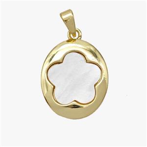 Copper Flower Pendant Pave Shell Gold Plated, approx 15-18mm [FD18542]