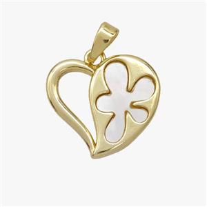 Copper Heart Pendant Pave Shell Gold Plated, approx 17mm [FD18543]