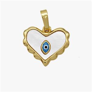 Copper Heart Eye Pendant Pave Shell Gold Plated, approx 14-16mm [FD18544]