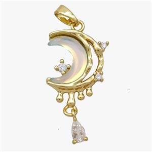 Copper Moon Pendant Pave Acrylic Gold Plated, approx 3-5mm, 14-18mm [FD18550]