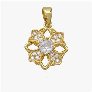 Copper Cross Pendant Pave Zirconia Gold Plated, approx 14mm [FD18563]