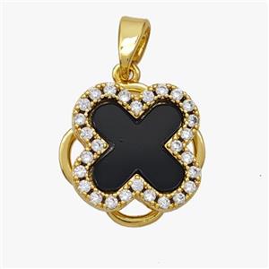 Copper Clover Pendant Pave Zirconia Shell Gold Plated, approx 15mm [FD18566]