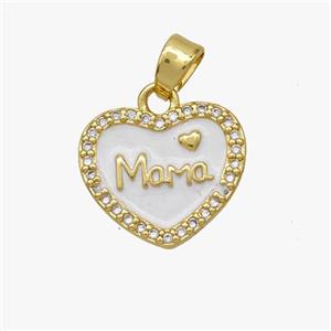 Copper Heart Pendant Pave Zirconia Mama Gold Plated, approx 14mm [FD18568]
