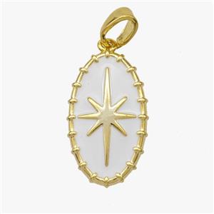 Copper Northstar Pendant White Enamel Gold Plated, approx 12-19mm [FD18569]