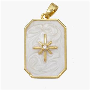 Copper Northstar Pendant White Enamel Rectangle Gold Plated, approx 15-22mm [FD18571]
