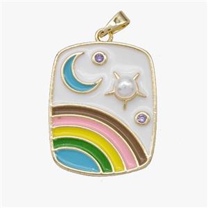 Copper Rainbow Pendant Sun Moon Enamel Gold Plated, approx 18-24mm [FD18572]