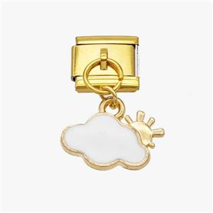 Stainless Steel Element For Module Bracelet With Copper Cloud Pendant Enamel Gold Plated, approx 10-15mm, 9-10mm [FD18634]