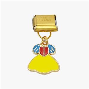 Stainless Steel Element For Module Bracelet With Copper Skirt Pendant Enamel Gold Plated, approx 13mm, 9-10mm [FD18638]