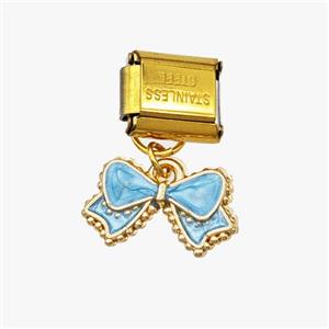 Stainless Steel Element For Module Bracelet With Copper Bowknot Pendant Painted Gold Plated, approx 9-15mm, 9-10mm [FD18640]