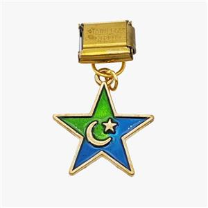 Stainless Steel Element For Module Bracelet With Copper Star Pendant Painted Gold Plated, approx 18mm, 9-10mm [FD18643]