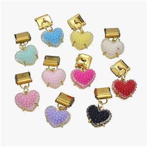 Stainless Steel Element For Module Bracelet With Resin Heart Pendant Gold Plated Mix, approx 15.5mm, 9-10mm [FD18655]