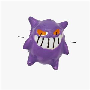 Alloy Monster Charms Beads Large Hole Purple Enamel, approx 12-14mm, 4mm hole [FD18668]