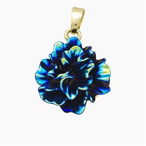 Resin Flower Pendant Blue AB-Color Gold Plated, approx 16mm [FD18676]