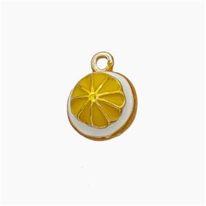Copper Lemon Charms Pendant Yellow Enamel Gold Plated, approx 10mm [FD18680]