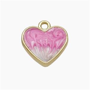 Copper Heart Pendant Pink Painted Gold Plated, approx 16mm [FD18687]