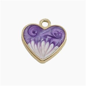 Copper Heart Pendant Purple Painted Gold Plated, approx 16mm [FD18690]