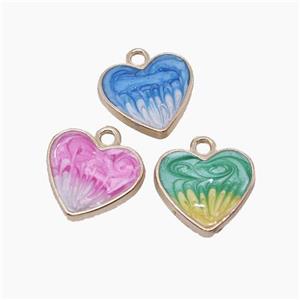 Copper Heart Pendant Painted Gold Plated Mix Color, approx 16mm [FD18691]