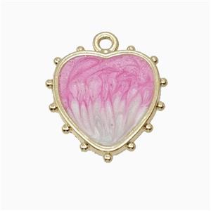 Copper Heart Pendant Pink Painted Gold Plated, approx 17mm [FD18692]