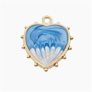 Copper Heart Pendant Blue Painted Gold Plated, approx 17mm [FD18693]