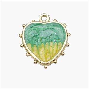 Copper Heart Pendant Green Painted Gold Plated, approx 17mm [FD18694]