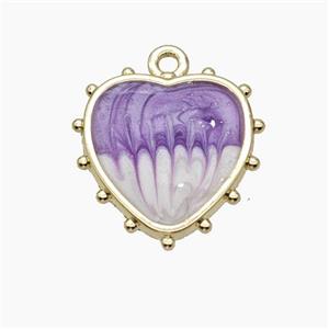 Copper Heart Pendant Purple Painted Gold Plated, approx 17mm [FD18695]