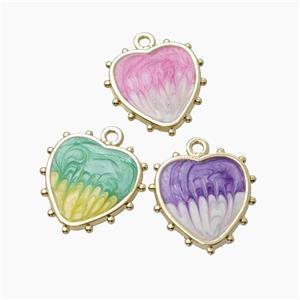 Copper Heart Pendant Painted Gold Plated Mixed Color, approx 17mm [FD18696]