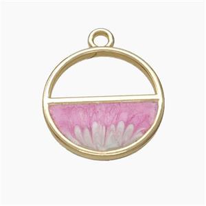 Copper Sun Pendant Pink Painted Gold Plated, approx 18mm [FD18697]