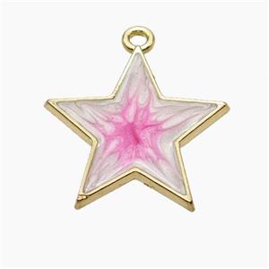 Copper Star Pendant Pink Painted Gold Plated, approx 21mm [FD18702]