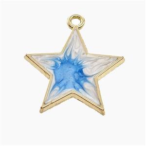 Copper Star Pendant Blue Painted Gold Plated, approx 21mm [FD18703]