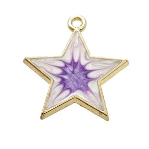 Copper Star Pendant Purple Painted Gold Plated, approx 21mm [FD18704]
