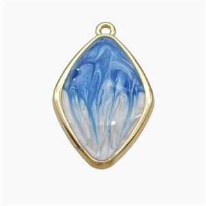 Copper Rhombus Pendant Blue Painted Gold Plated, approx 17-25mm [FD18708]