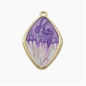 Copper Rhombus Pendant Purple Painted Gold Plated, approx 17-25mm [FD18709]