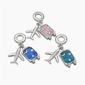 Copper Airplane Star Sky Pendant Painted Platinum Plated Mix, approx 11-15mm, 15mm, 10mm [FD18717]