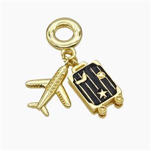 Copper Airplane Travel Box Pendant Painted Gold Plated, approx 11-15mm, 15mm, 10mm [FD18719]