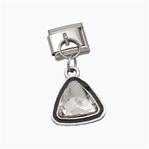 Raw Stainless Steel Element For Module Bracelet With Copper Triangle Pendant Pave Crystal Platinum , approx 14mm, 9-10mm [FD18736]