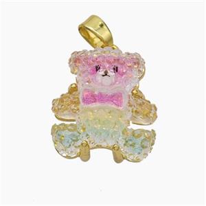 Acrylic Bear Pendant Gold Plated, approx 15mm [FD18745]
