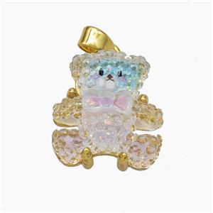 Acrylic Bear Pendant Gold Plated, approx 15mm [FD18746]