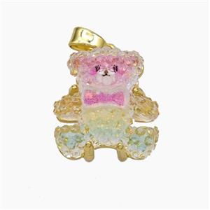 Acrylic Bear Pendant Gold Plated, approx 15mm [FD18747]