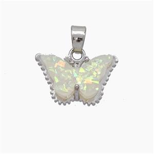 Copper Butterfly Pendant Pave Fire Opal Platinum Plated, approx 10-15mm [FD18748]