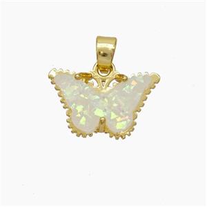 Copper Butterfly Pendant Pave Fire Opal Gold Plated, approx 10-15mm [FD18754]