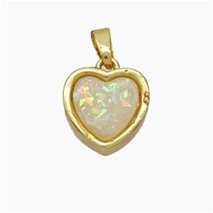 Copper Heart Pendant Pave Fire Opal Gold Plated, approx 11.5mm [FD18766]
