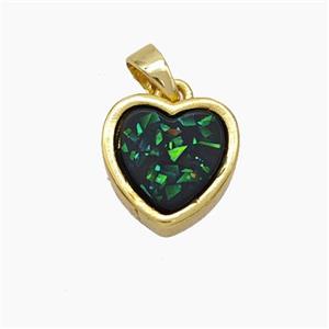 Copper Heart Pendant Pave Black Fire Opal Gold Plated, approx 11.5mm [FD18767]