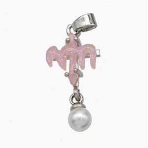 Copper Cross Pendant Pave Acrylic Platinum Plated, approx 5mm, 10-12mm [FD18773]