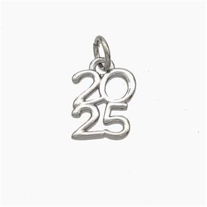 Copper 2025 Pendant Platinum Plated, approx 8.5-10mm [FD18800]
