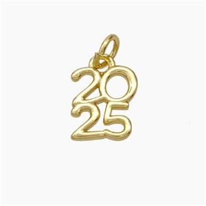 Copper 2025 Pendant Gold Plated, approx 8.5-10mm [FD18801]