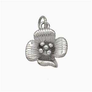 Copper Flower Pendant Platinum Plated, approx 12mm [FD18817]