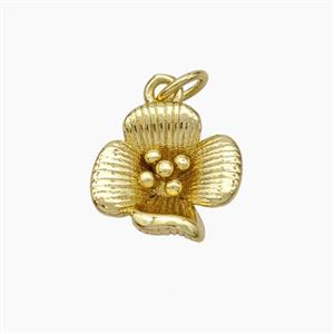 Copper Flower Pendant Gold Plated, approx 12mm [FD18818]